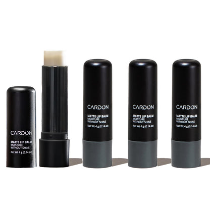 Cardon Lip Balm for Men - Matte Finish, Anti-Shine - Deeply Hydrating Lip Moisturizer for Dry, Chapped Lips that Smooth and Soothes with Korean Formulation - 4 Pack