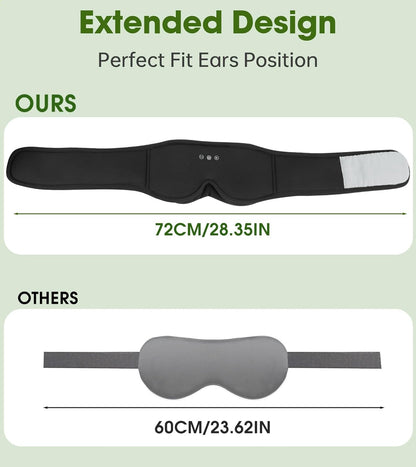 Bamboo Cotton Sleep Mask with Bluetooth Wireless Headphones - Blackout Eye Mask for Sleeping 3D Contoured Sleep Headband Ear Muffs Lengthen & Low Noise Hook for Better Experience (Black)