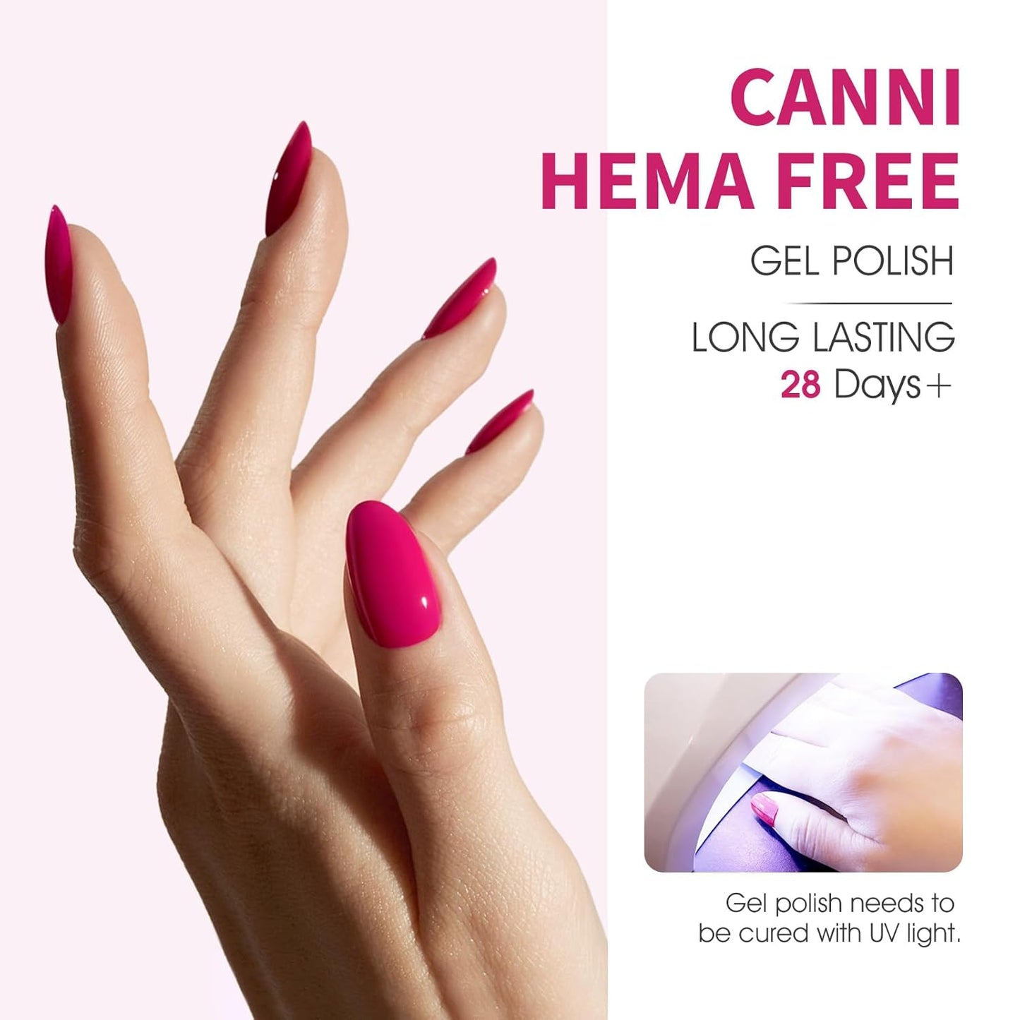 CANNI 9ml Hema-Free Gel Nail Polish Set- 6Pcs White Black Burgundy Red Purple Nude Colors Gel Polish Kit, Soak Off LED Nail Gel Manicure Kit DIY at Home Salon Gifts for Women Girls