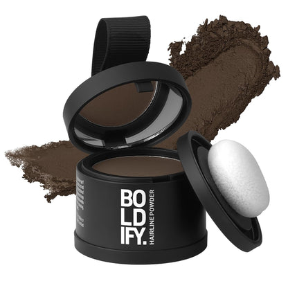 BOLDIFY Hairline Powder - Root Touch Up Hair Color for Gray Coverage - Bald Spot Concealing Hair Powder for Women & Men - 48-Hour Stain-Proof - Medium Brown