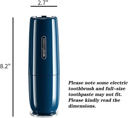 Luxury Blue Plastic Travel Toothbrush Holder Case with Cover, Portable Travel Toothbrush Cup, Storage Container for School Camping Business Trip Bathroom