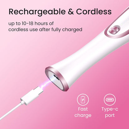 36-Piece Professional Manicure Pedicure Kit-Cordless Electric Nail File Kit,20000RPM, 11Pcs Bits,4 Speed,Rechargeable Pedicure Tool for Feet,Hand Foot Care Nail Drill Tool for Nail Grind Trim Polish