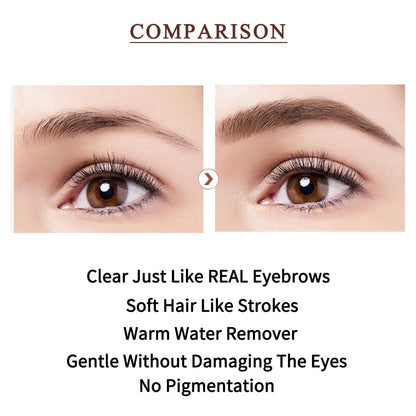 Waterproof Eyebrow Pen - Microblading Tattoo Brow Pencil, 24 Hours Long Lasting, Creates Natural Looking (Jet Black - 2 PCS)