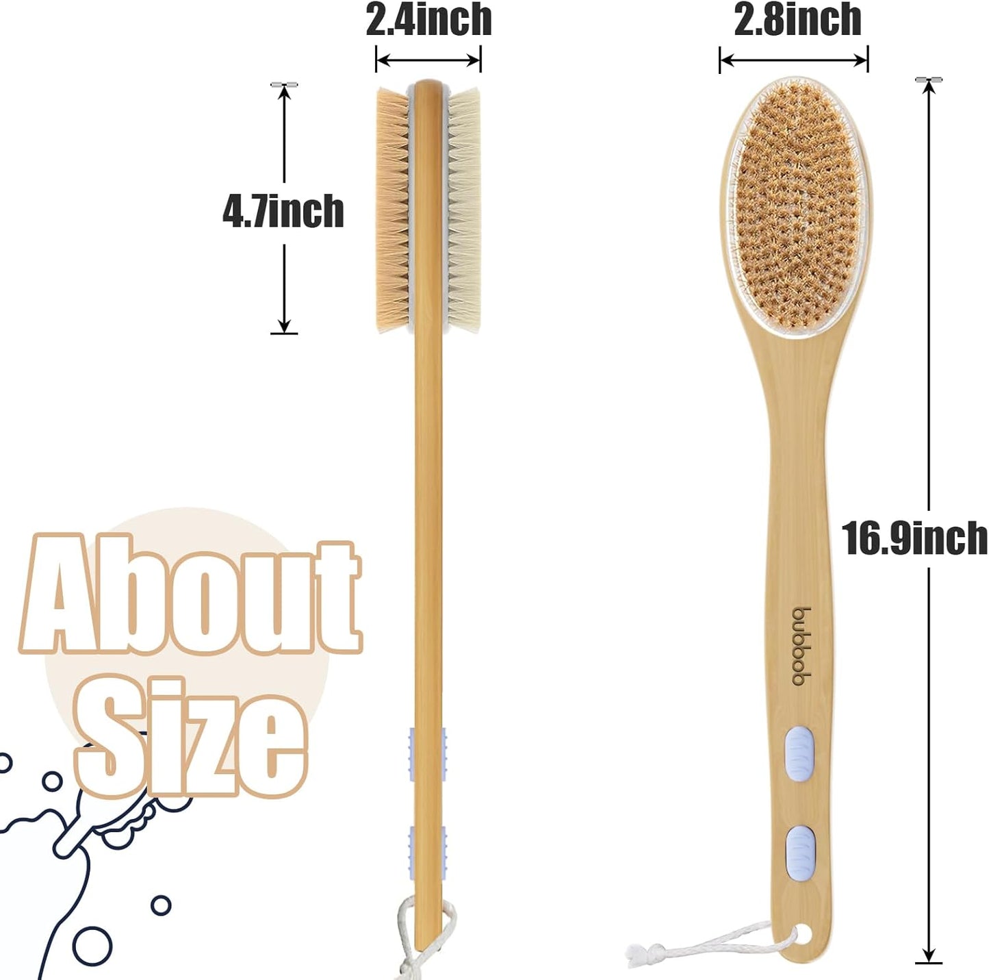 Back Scrubber for Shower,Bath Brush with Long Handle,Bath Brush Body Exfoliator for Wet or Dry Brushing,Men and Women (Blue)