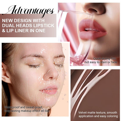 evpct 1Pcs Nude Brown Matte Lip Liner and Liquid Lipstick Stain Makeup Set for women, Brown Long Lasting Smudge Proof Lipstick labiales matte mate larga duracion listip 24 hours originales, 25#