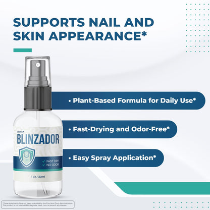Blinzador – Natural Spray for Foot & Nail with Plant-Based Ingredients – Fast-Drying, Odorless, Easy-to-Use | 1oz (30ml), 1 Month Supply
