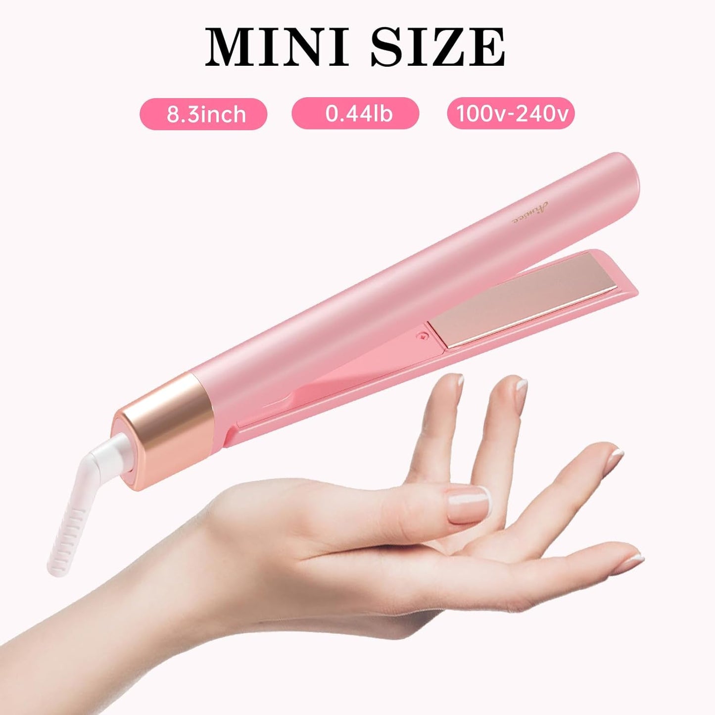 Mini Flat Iron 1 Inch Ceramic Mini Hair Straightener, Small Flat Irons for Short Hair, Curls Bangs, Dual Voltage for Travel,Dual Voltage for Worldwide Use