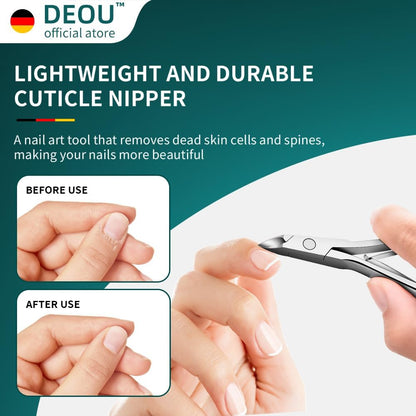 DEOU professional cuticle scissors, salon manicure tools, stainless steel eyelash trimmer, Manicurist nail care blade, extremely sharp, for women's manicure (Cuticle scissors + Gift box)