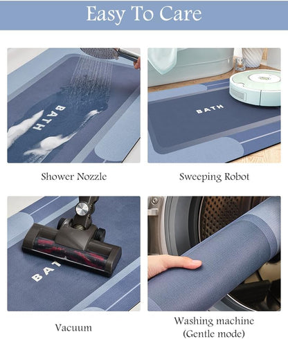 Bath Mat-Bathroom Mat Rug Non Slip Super Absorbent Stain Resistant Quick Dry Thin Bathroom Rug-Bath Mats for Bathroom Floor Bathtub Vanity-Bathmat Bath Rug Easy Care-24"x35",Navy