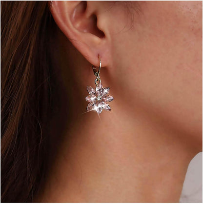 Vintage Blue Crystal Flower Earrings Sapphire Drop Earrings Rhinestone Flower Hoop Earrings Blue Gem Flower Stud Earrings Jewelry for Women