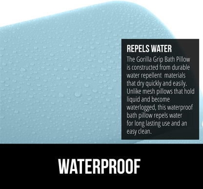 GORILLA GRIP Bath Pillow for Tub, Improved Suction Cups, Luxury Bathtub Pillows, Headrest for Neck and Back Support, Relaxing Home Spa, Hot Tubs and Bathroom Essentials, Gifts for Women, 3 Panel Blue