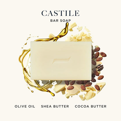 Caswell-Massey Pure Castile Bar Soap for Men & Women, Unscented & Moisturizing Natural Soap Bar for All Skin Types, Made with Essential Oils & Plant-Based Formula for Face, Body & Hair, 6.4 oz