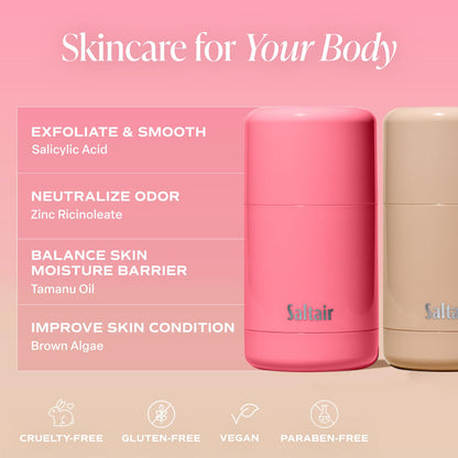 Saltair Skincare Deodorant - Aluminum-Free Deodorant for Men and Women with Long Lasting Odor Protection Zinc and BHA. Refillable Stick, Suitable for Sensitive Skin, 2 Pack Signature Scents