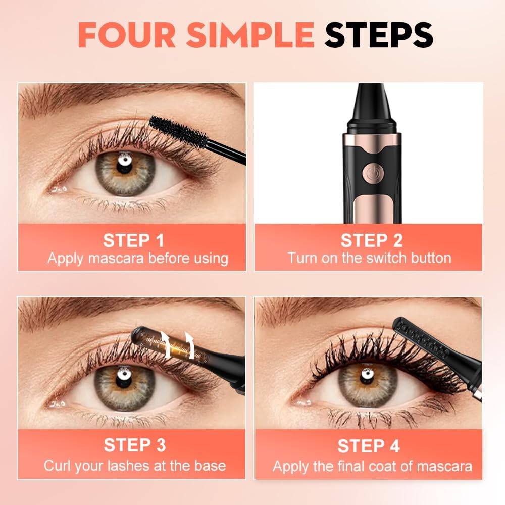 Heated Eyelash Curler, 2025 New Electric Eyelash Curler, Portable USB Type-C Makeup Tools for Travel,Women (Black*1)