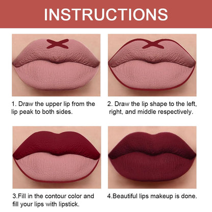 Kaely 2-in-1 Dark Wine Red Lip Liner & Lipstick Set Kit for Women, Matte Lips Kit with Lip Liner Lip Stains Long Lasting Waterproof 24 Hour Lipstick and Lip Liners Combo Lipliners Pencil Set 09