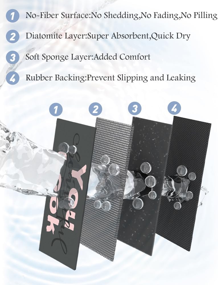 MontVoo-Bath Mat-Bathroom Mat Rug Non Slip Super Absorbent Stain Resistant Quick Dry Thin Bathroom Rug-Bath Mats for Bathroom Floor Bathtub Vanity-24 x35 Pink