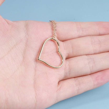 Boho Long Heart Necklace Open Heart Pendant Necklace Floating Heart Chain Necklace Gold Hollow Heart Necklace Jewelry for Women