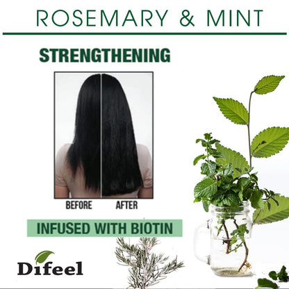Difeel Rosemary and Mint Root Stimulator Oil with Biotin for Hair Growth, 7.1 oz. - Hair Growth Scalp Treatment
