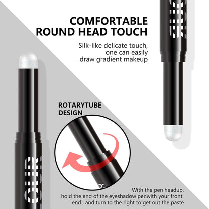 Transparent Pink Shimmer Cream Eye Shadow Stick Makeup for Women, Transparent Pink Shimmer Matte Eye Shadow Brightener Stick for Eyes, Waterproof Eyeshadow Pencil Applicator Blendable for Eye 19