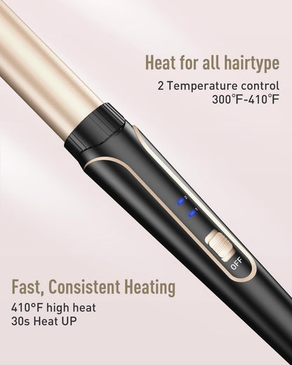 Waver Curling Iron Curling Wand - BESTOPE PRO 5 in 1 Curling Wand Set with 3 Barrel Hair Crimper for Women, Fast Heating Crimper Wand Curler in All Hair Type, Women Gifts - Gold
