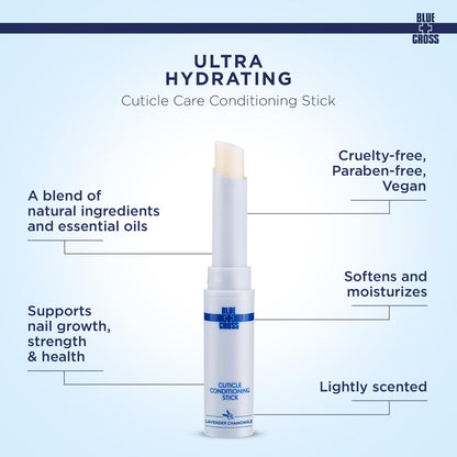 Blue Cross Cuticle Balm Conditioning Stick, Scented Cuticle Softener Oil Balm, Nourishing Sunflower & Grape Seed Oil, Professional Nail Care Supports Dry + Damaged Cuticles, 0.05oz, Lavender Chamomile