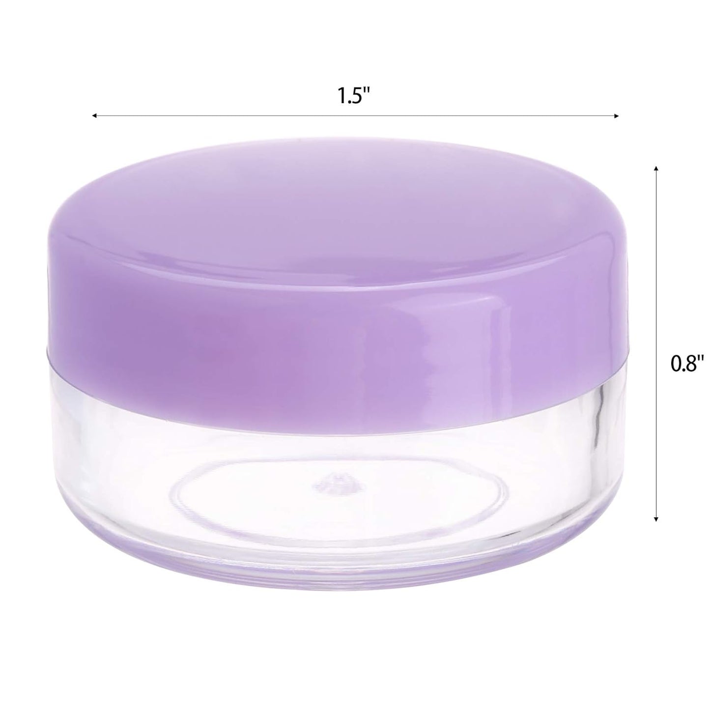 Refillable Cosmetic Sample Jars - 100 Pack 10g (0.35oz) Purple Small Travel Containers with Lids + 10 Mini Makeup Spatulas - BPA Free