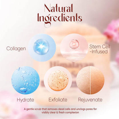 Himalayan Salt Body Scrub 12 oz each Twin Pack - with Collagen and Stem Cells - Exfoliating Salt Scrub for Cellulite - Deep Cleansing for Acne, Scars, Wrinkles - Moisturizes Skin