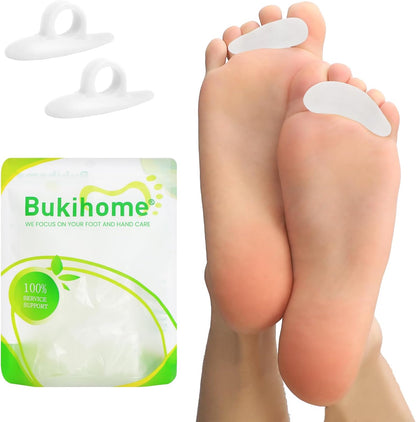 Bukihome Hammertoe Corrector Gel Toe Straighteners - 12 pcs Support Crest for Women & Men - Realign Bent, Crooked, Curled, Claw, Hammer Toes - White,Single Loop
