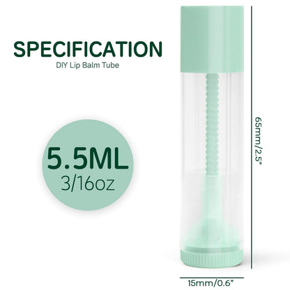 JuLand 50 Pack Empty Lip Balm Containers Bulk 5.5ml - Clear Twist-Up Tubes with Purple Caps, Refillable Chapstick Tube for DIY Lip Balm Making