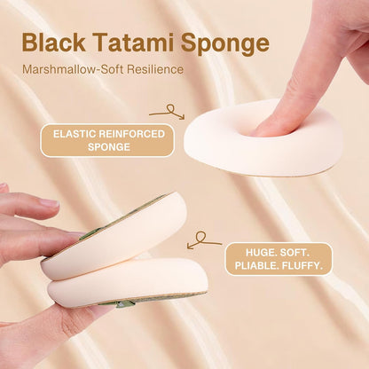 Light Green Denim Makeup Sponges,Super Soft Blenders Sponge for Full Coverage Foundation,Perfect for Oily Skin & Longwear Makeup,Travel Friendly&Reusable,2pcs Puffs &Storage Case