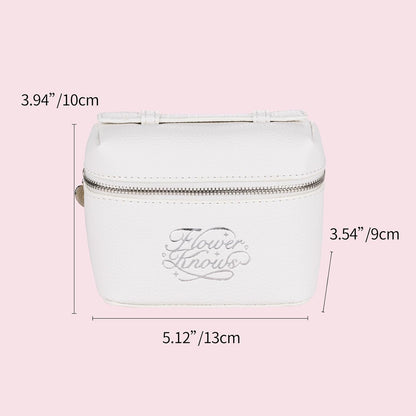 Flower Knows Enchanted Lip Kit,Strawberry Cupid Cake Lip Cream V03+V04 Set with Lip Brush & Leather Bag,4-Piece Makeup Gift Set