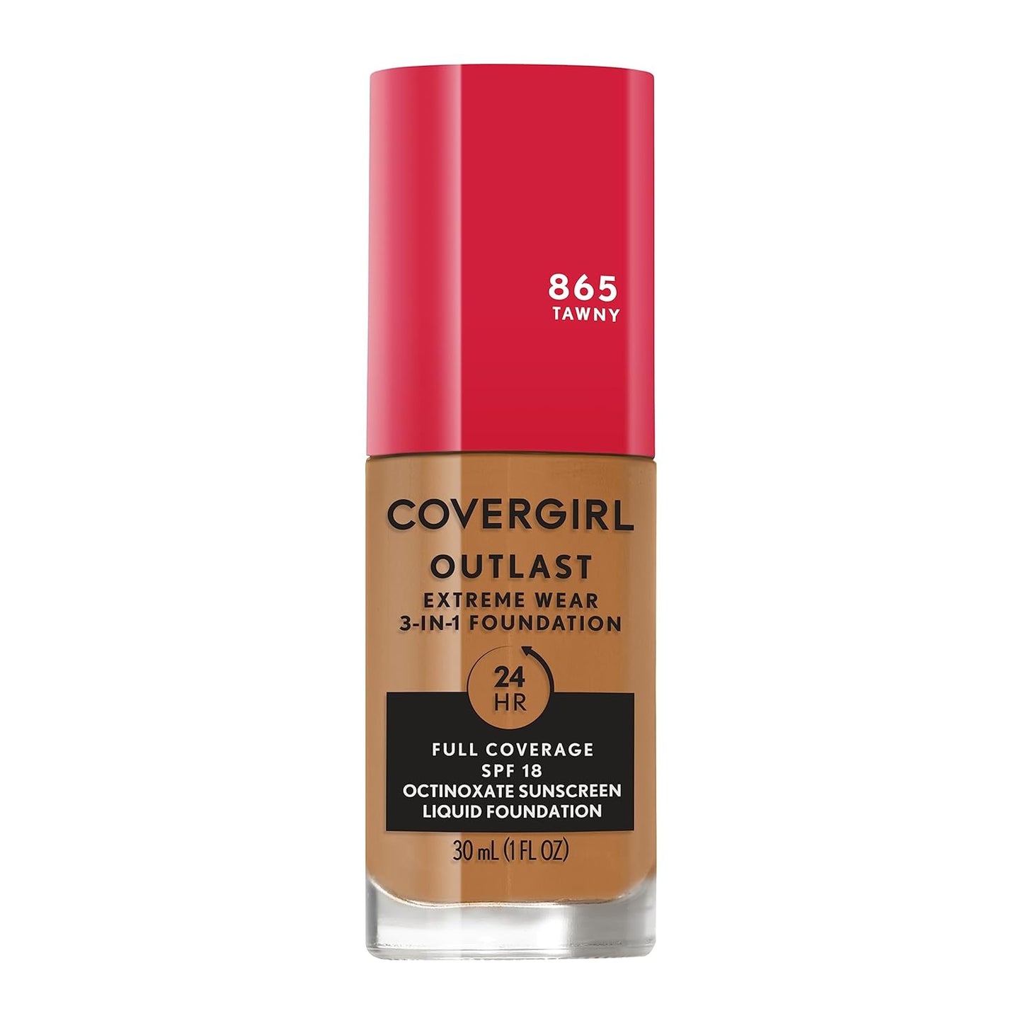 Covergirl Outlast Extreme Wear 3-in-1 Full Coverage Liquid Foundation, SPF 18 Sunscreen, Tawny, 1 Fl. Oz.