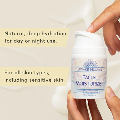 Natural Face Moisturizer for Dry Sensitive Skin - Organic Natural Face Cream - Facial Aloe & Green Tea Moisturizer Cruelty Free - Vegan Face Moisturizer for Women, Acne-Safe, Anti-Aging, No Fragrance
