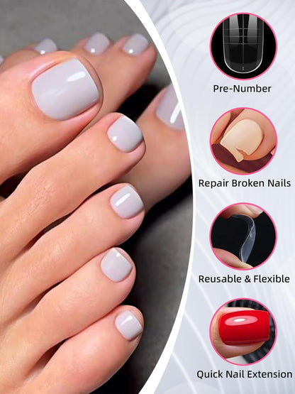 EBANKU Toe Dual Forms for Poly Gel, 150PCS French Nail Forms for Toes, Clear Poly Gel Toenails Molds for DIY Pedi Toenail Extension Kit for Salon-Quality Manicures at Home, 15 Sizes