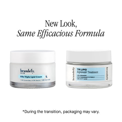 Brandefy Tri Lipid Replenish Treatment - 1.5% Ceramides, 4.0% Sterols, 1.8% Fatty Acids - Peptide Moisturizer, Hydrating Face Cream, Made in the USA (1.6 Oz)