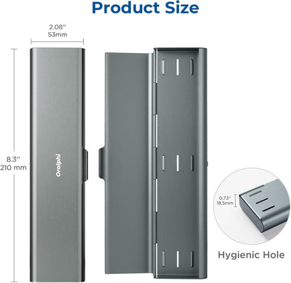 Wider Aluminum Toothbrush Travel Case, Portable Travel Toothbrush Holder, Durable Manual Toothbrush Box Container for Traveling, Bathroom, Camping, Business Trip, Gray Blue