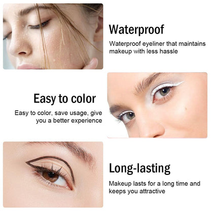 evpct 3Pcs Black & Dark Brown & White Gel Glitter Matte Metallic Eyeliner Pencils Set for Women Waterproof Smudge Proof lapiz de ojos delineador de ojos contra el agua Eye Liner Makeup 01 02 22