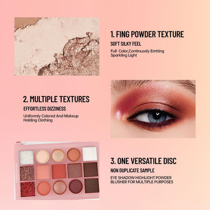 Eyeshadow Palette Makeup – Neutral Nude Matte & Shimmer Eyeshadow Palette, High Pigment Waterproof Glitter Eye shadow,Blendable Pink, Brown, Rose Gold Eye Makeup (F-02#, 1 Count (Pack of 1))