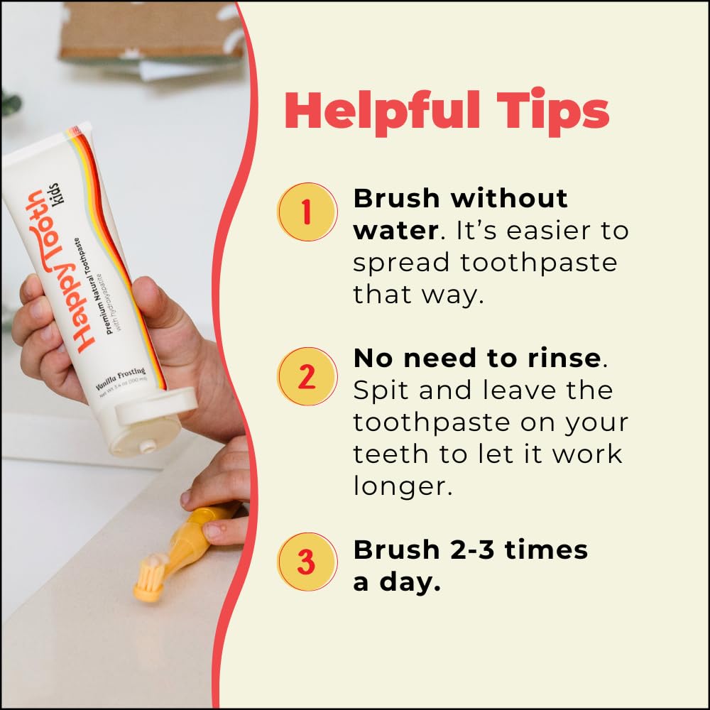 Happy Tooth Hydroxyapatite Toothpaste, Fluoride Free, Natural Whitening for Kids, Toddlers and Adults, SLS Free, Enamel Safe, Dentist Formulated with Clean Ingredients, Fresh Mint Flavor, 4.0 oz