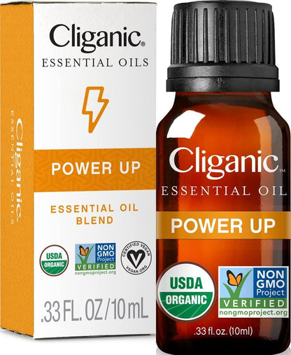 Cliganic Power Up Essential Oil Blend - Natural Aromatherapy Oil for Diffuser Steam Distilled | Non-GMO Verified