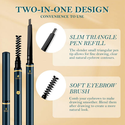 5 PCS Waterproof Professional Makeup Micro Brow Pencil,Brow Kit with Eyebrow Brush,Ultra-Fine Mechanical Pencil,Eyebrow Pencils for Women, (C04#Grey, 5Pcs)