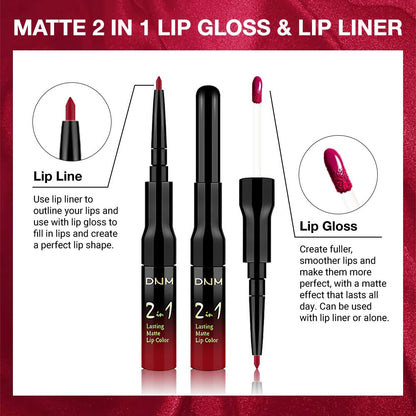 evpct 1Pcs Ruby Rose Red Matte Lip Liner & Liquid Lipstick Stain Makeup Set for Women, Red Lip Liner Stain Long Lasting Waterproof Smudge Proof, Cruelty Free Lip Stick Makeup 24 hours originales, 58