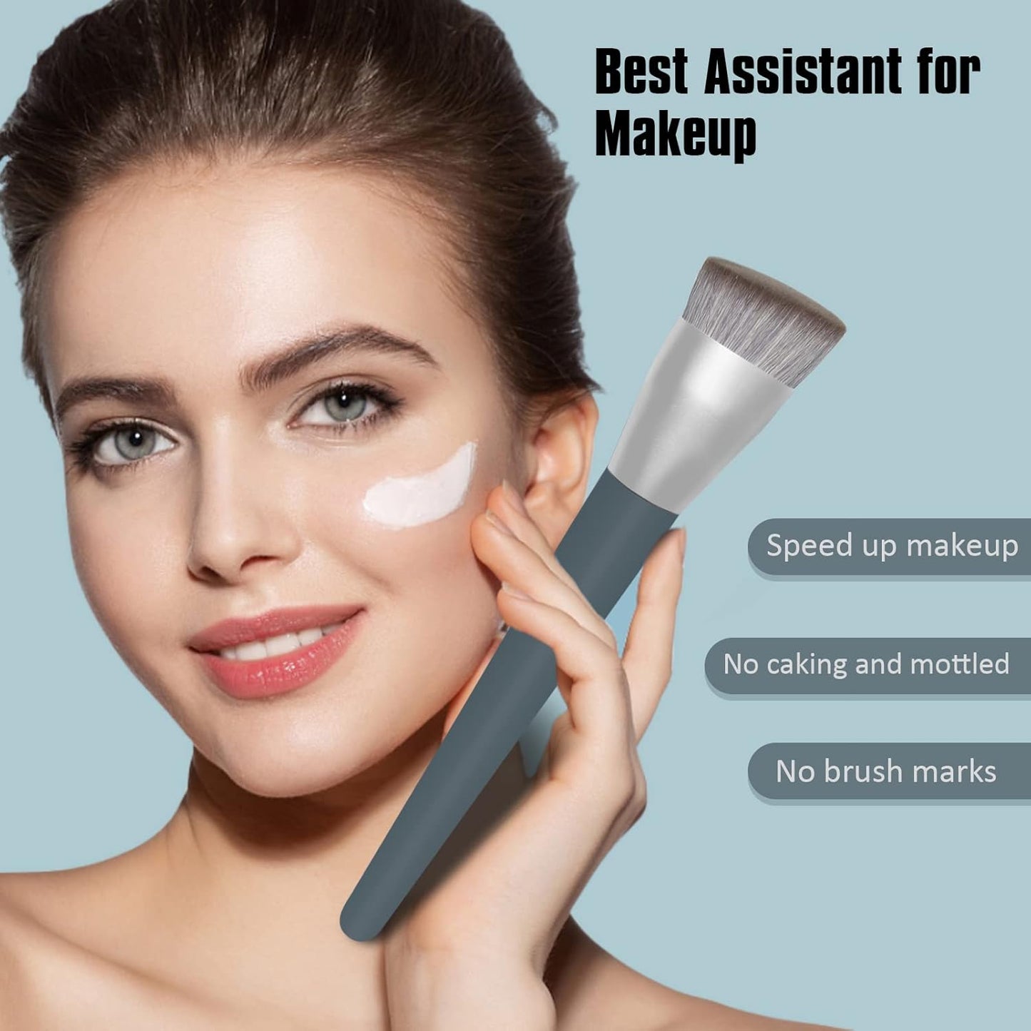 Foundation Makeup Brush Contour Concealer Large Powder Kabuki Perfect for Any Look Premium Luxe Plush Fibers Rounded Flawless Face Ideal for Liquid, Cream, Powder