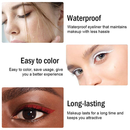 evpct 3Pcs Black & Red & White Gel Glitter Matte Metallic Eyeliner Pencils Set for Women Waterproof Smudge Proof lapiz de ojos delineador de ojos contra el agua Eye Liner Makeup 01 14 22