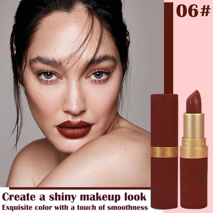 Brown Metallic Lipstick for Women,Lightweight Shimmer Frosted Lipstick,Glitter Lip Gloss Stain Long Lasting Waterproof Smudge Proof 24 Hour Full Coverage Lip Makeup,Vegan