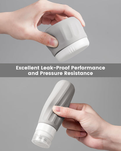 Travel Bottles for Toiletries 8 Pack, Travel Size Toiletries, Tsa Approved Travel Size Containers 3oz, with Travel Essentials Clear Bag, Leak Proof Silicone Squeezable Creams Jars