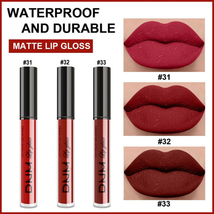 evpct 3Pcs Dark Deep Ruby Light Rose red Brown red Matte Liquid Lipstick Sets for Women 24-hour Matte+Lipstick Lipsticks Lip Stain Gloss Long Lasting 24 Smudge Waterproof