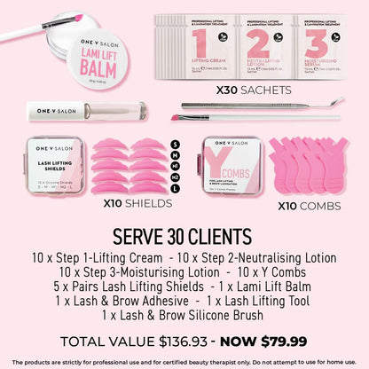 Brow Lamination and Lash Lift Professional Kit – Instant Lift for Lashes & Brows – Vegan, Long-Lasting, Complete Lash and Brow Lift Kit with Sachets, Tools, and Glue Balm