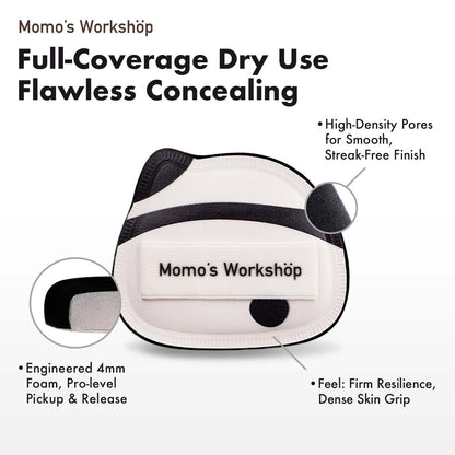 Panda Air Marshmallow Puff,Makeup Sponge,Rubycell Material,Pointed Tip for Concealer + Flat Side for Foundation, Longwear Makeup, Travel Friendly & Reusable,2pcs Puffs & Storage Case