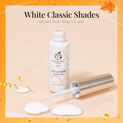 beetles Gel Polish Swirl Nail Art White Gel Liner Nail Polish 1 pcs 7ml Classic White Color Nails Art Paint for Thin French Tip Line Soak off Uv Lamp Manicure Salon